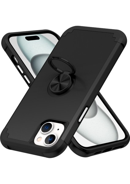 Iphone 15 Plus Için Kickstand Black ile Anti Drop Pc+Tpu Telefon Geri Telefon Kılıfı (Yurt Dışından)
