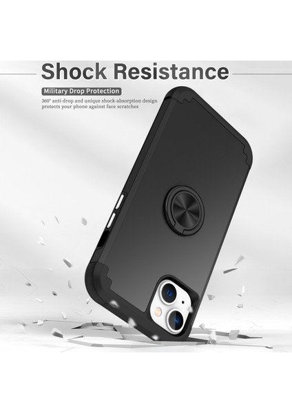 Iphone 15 Plus Için Kickstand Black ile Anti Drop Pc+Tpu Telefon Geri Telefon Kılıfı (Yurt Dışından)