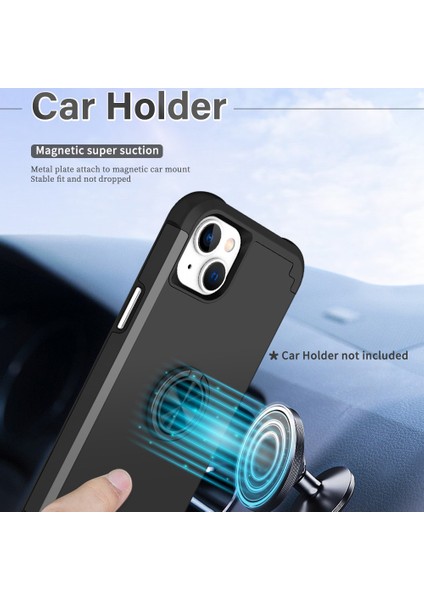 Iphone 15 Plus Için Kickstand Black ile Anti Drop Pc+Tpu Telefon Geri Telefon Kılıfı (Yurt Dışından)