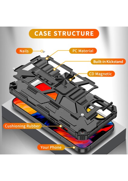 Iphone 15 Plus Telefon Kasası Anti Çizik Kickstand Sert Pc Yumuşak Tpu Telefon Kabuk Black Telefon Kılıfı (Yurt Dışından) indirimleri