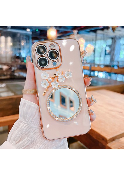 Iphone 15 Pro Max Elektrokaplatma Cam Ayna Telefon Pembe Için Koruyucu Tpu Telefon Kılıfı (Yurt Dışından)