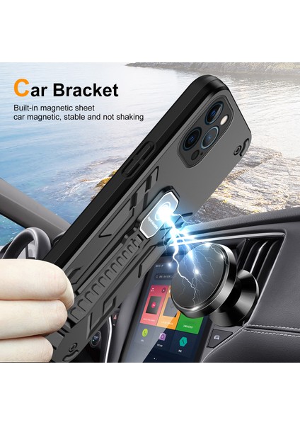 Iphone 12 Pro Kickstand Telefon Kasası Için Manyetik Araba Montaj Black Telefon Kılıfı (Yurt Dışından) fırsatları