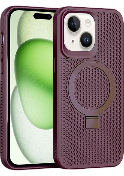Iphone 15 Plus Artı Nefes Alabilen Isı Dağılması Için Telefon Kasası Kickstand Ka Tpu Manyetik Wine Kırmızı Telefon Kılıfı (Yurt Dışından)