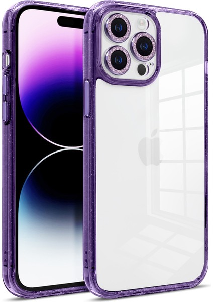 Iphone 14 Pro Max Case Pc+Tpu+Cam Işıltılı Toz Telefon Kabuğu Karanlık Mor Telefon Kılıfı (Yurt Dışından)