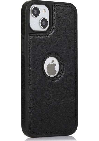 Iphone 15 Case Pu Deri Kaplamalı Tpu Şok Geçirmez Cep Logo ile Pencere Black Telefon Kılıfı (Yurt Dışından)