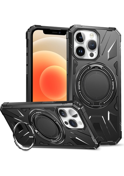 Iphone 12 Pro 6.1 Inç/ 12 6.1 Inç Kasa Şok Geçirmez Tpu+Pc Kickstand Telefon Geri Koruyucu Siyah Telefon Kılıfı (Yurt Dışından)
