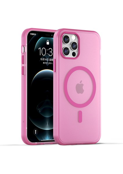 Iphone 12 Pro Max Için 6.7 Inçlik Manyetik Kasa Yarı Saydam Mat Tpu+Pc Pink ile Uyumlu Telefon Kılıfı (Yurt Dışından)
