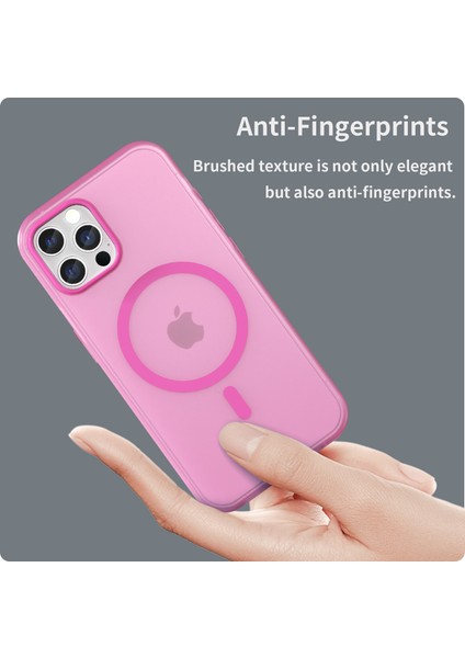 Iphone 12 Pro Max Için 6.7 Inçlik Manyetik Kasa Yarı Saydam Mat Tpu+Pc Pink ile Uyumlu Telefon Kılıfı (Yurt Dışından)
