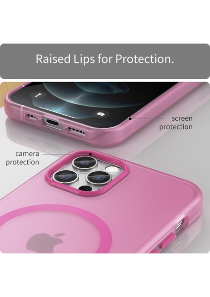 Iphone 12 Pro Max Için 6.7 Inçlik Manyetik Kasa Yarı Saydam Mat Tpu+Pc Pink ile Uyumlu Telefon Kılıfı (Yurt Dışından)