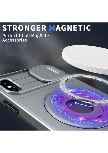 Iphone X/xs Manyetik Case Kickstand Anti Cratch Armor Telefon Grey Için Telefon Kılıfı (Yurt Dışından)