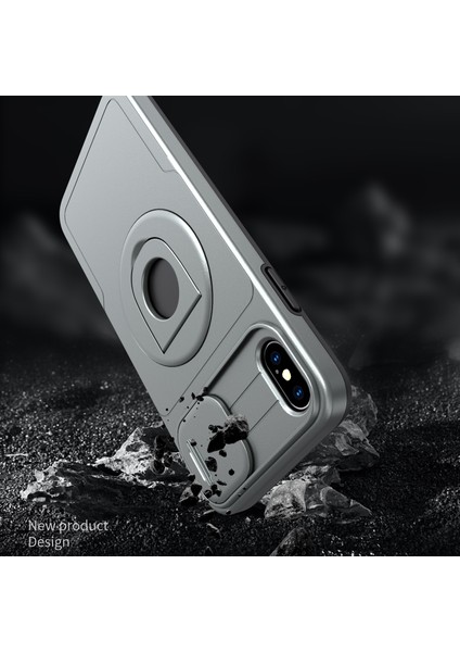 Iphone X/xs Manyetik Case Kickstand Anti Cratch Armor Telefon Grey Için Telefon Kılıfı (Yurt Dışından)