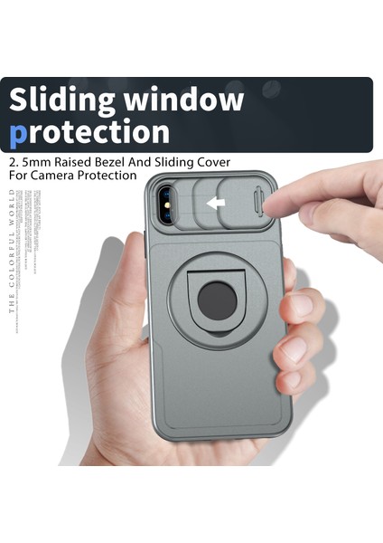 Iphone X/xs Manyetik Case Kickstand Anti Cratch Armor Telefon Grey Için Telefon Kılıfı (Yurt Dışından)