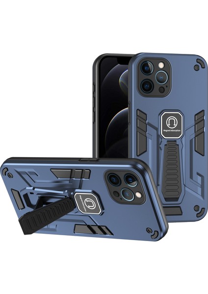 Iphone 12 Pro Kickstand Telefon Kasası Için Manyetik Araba Montaj Mavisi Telefon Kılıfı (Yurt Dışından)