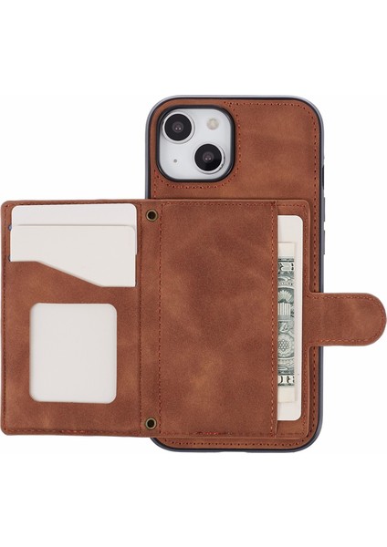 Iphone 13 Mini 5.4 Inç Cep Telefonu Izgara Baskılı Pu Deri Kaplamalı Tpu Kickstand Cover Brown Telefon Kılıfı (Yurt Dışından) fiyatları