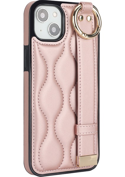 Iphone 13 Vaka Dalga Deseni Pu+Tpu Kickstand Rose Gold ile Telefon Kılıfı (Yurt Dışından) fiyatları