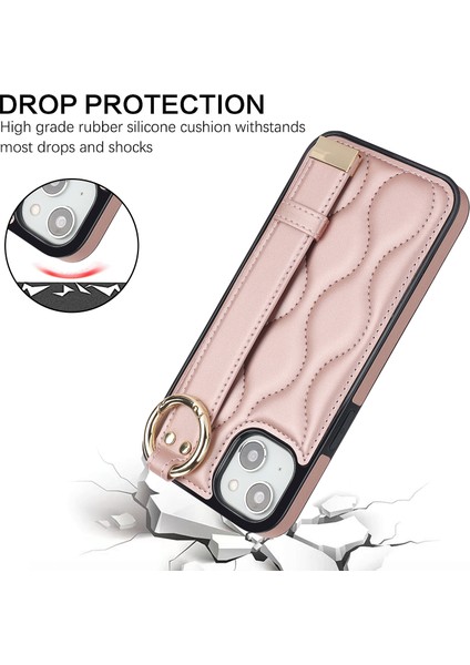 Iphone 13 Vaka Dalga Deseni Pu+Tpu Kickstand Rose Gold ile Telefon Kılıfı (Yurt Dışından) fırsatları