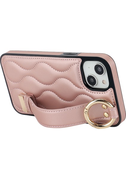 Iphone 13 Vaka Dalga Deseni Pu+Tpu Kickstand Rose Gold ile Telefon Kılıfı (Yurt Dışından) indirimleri
