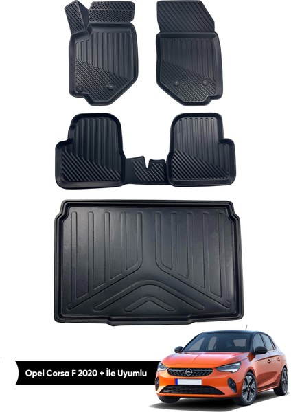 Opel Corsa F 3D 3D Havuzlu Paspas + Bagaj Havuzu Zeus Set