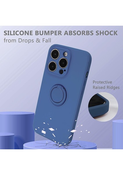 Iphone 15 Pro Ring Kickstand Case Için Sıvı Silikon Anti Çizgi Anti Çizelge , Halat Dark Mavi Telefon Kılıfı (Yurt Dışından) indirimleri