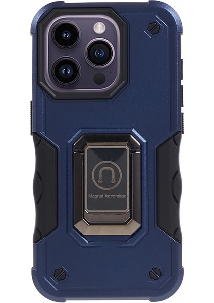 Iphone 15 Pro Max Kickstand Telefon Kasası Pc+Tpu Kayma Önleyici Sağlam Koruyucu Mavi Telefon Kılıfı (Yurt Dışından)