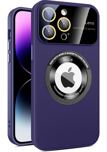 Iphone 14 Pro Magnetic Case Back Logo Magnify Cam Lens Film Dark Mor ile Telefon Kılıfı (Yurt Dışından)