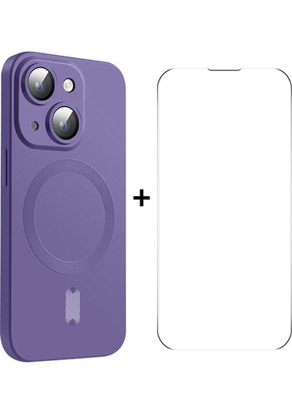 Iphone 14 Plus Case Için Yüksek Alüminyum Silicon Cam Film Morası ile Tpu Manyetik Telefon Kılıfı (Yurt Dışından)