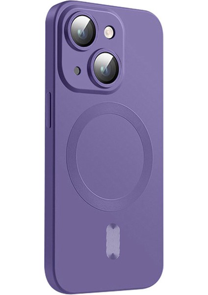 Iphone 14 Plus Case Için Yüksek Alüminyum Silicon Cam Film Morası ile Tpu Manyetik Telefon Kılıfı (Yurt Dışından)