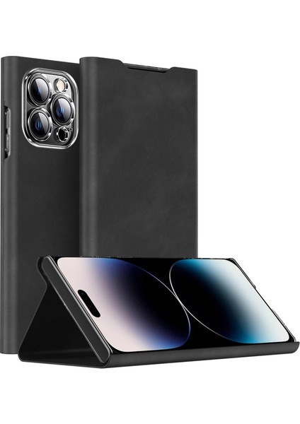 Iphone 12 Pro Deri Stand Kartı Yuvaları Koruyucu Telefon Black Telefon Kılıfı (Yurt Dışından)