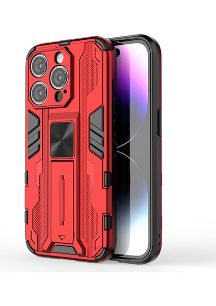 Iphone 15 Pro Pc+Tpu Katlanabilir Kickstand Red ile Drop Önleme Telefon Kılıfı (Yurt Dışından)