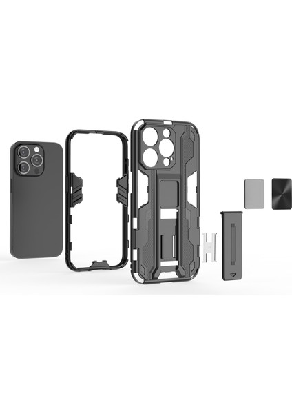 Iphone 15 Pro Pc+Tpu Katlanabilir Kickstand Red ile Drop Önleme Telefon Kılıfı (Yurt Dışından)