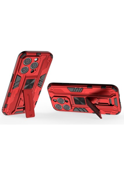 Iphone 15 Pro Pc+Tpu Katlanabilir Kickstand Red ile Drop Önleme Telefon Kılıfı (Yurt Dışından)