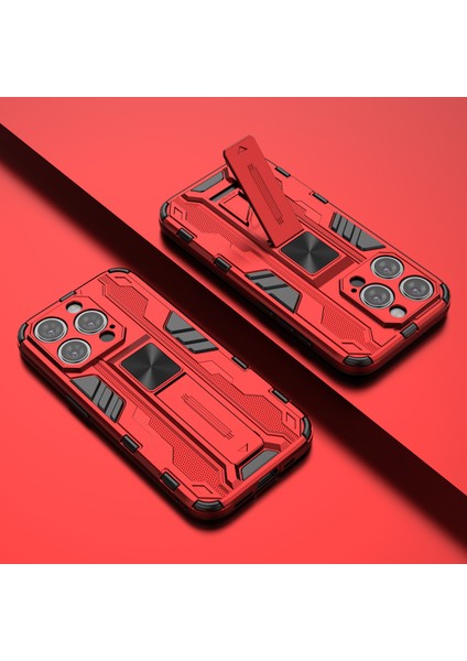 Iphone 15 Pro Pc+Tpu Katlanabilir Kickstand Red ile Drop Önleme Telefon Kılıfı (Yurt Dışından)
