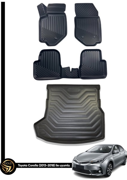 Toyota Corolla 3D Havuzlu Paspas Sedan 2013-2018 + Bagaj Havuzu Araca Özel Dolcex Kauçuk Set