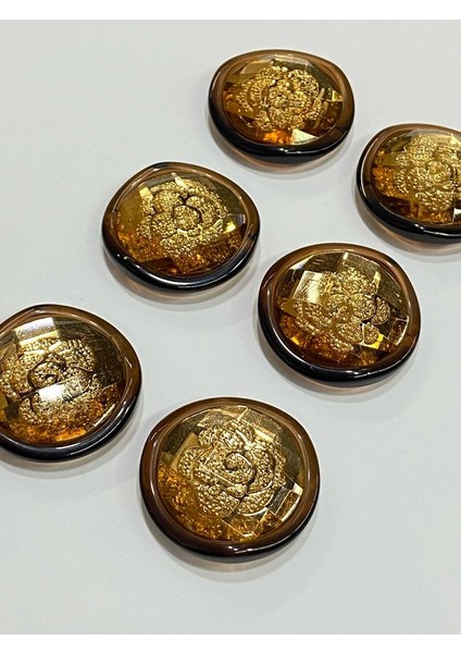 Kaban Mont Düğmesi Italyan Düğme 6'lı Set Hardal 3 cm D2000