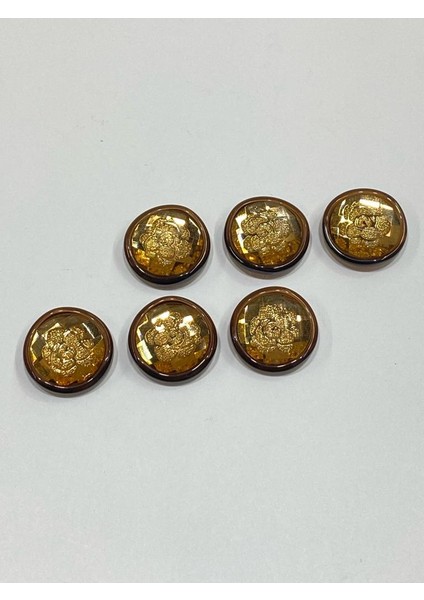 Ceket ve Kol Boy Düğmesi Italyan Düğme 6'lı Set Koyu Hardal 2 cm D2002
