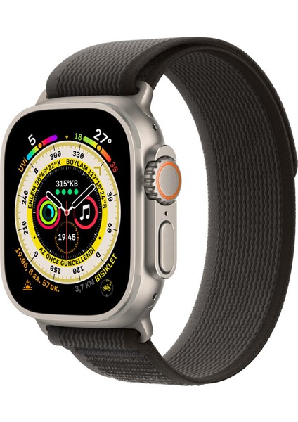 Apple Watch Uyumlu 38MM 1/2/3/4/5/6/se/7/8/ultra Trail Kordon Siyah Gri