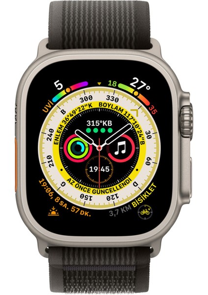 Apple Watch Uyumlu 38MM 1/2/3/4/5/6/se/7/8/ultra Trail Kordon Siyah Gri
