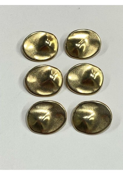 Trençkot Kaban Düğmesi Takımı Elips Model / Gold 6 Lı Set 2,7 cm