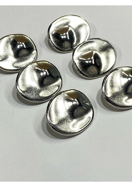 Trençkot Kaban Düğmesi Takımı Elips Model / Gümüş 6 Lı Set 2,7 cm
