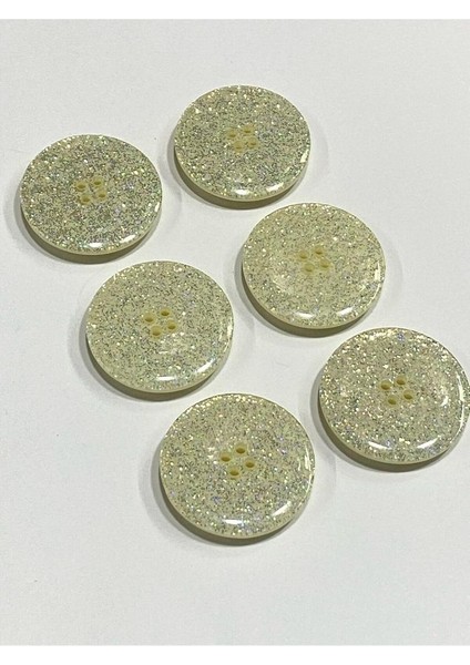 Kaban Mont Düğmesi/ Italyan Düğme/ Krem Simli / 6 Lı Set / 2,5 cm