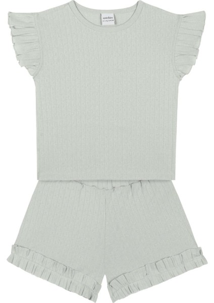 Mint Jakar Şortlu Pijama Takımı