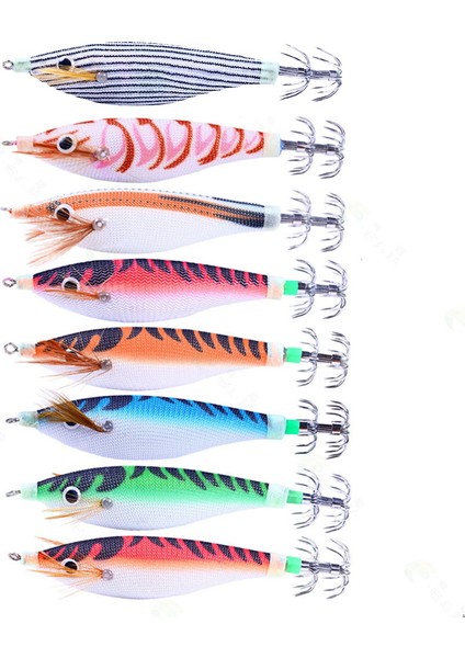 8 Adet 9.6g 10 cm Luminou Kalamar Jig Balıkçılık Ahşap Karides Cazibesi Kalamar Mürekkepbalığı Jig Lures Balıkçılık Yemler (Yurt Dışından)