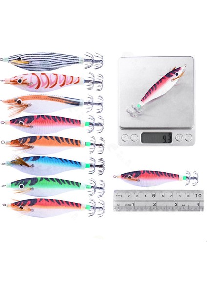 8 Adet 9.6g 10 cm Luminou Kalamar Jig Balıkçılık Ahşap Karides Cazibesi Kalamar Mürekkepbalığı Jig Lures Balıkçılık Yemler (Yurt Dışından)