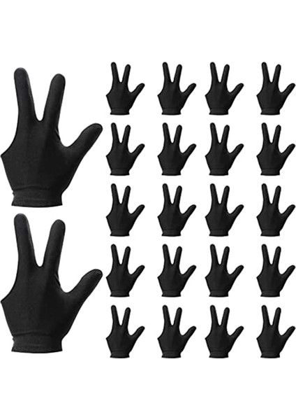 22 Parça Bilardo Eldiveni 3 Parmak Işaret Atıcı Havuz Eldiveni Kadın ve Erkek Için Spor Eldivenleri Hem Sol Hem De Sağ El, Siyah (Yurt Dışından)