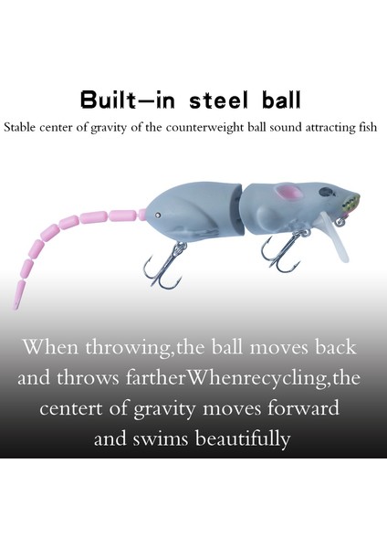 Yapay Balıkçılık Cazibesi Plastik Fare Cazibesi Swimbait Sıçan Yem Balıkçılık Cazibesi Kanca ile Olta Takımı Minnow Crankbaits D (Yurt Dışından)