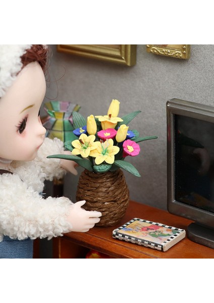 1/12 Dollhouse Mini Kil Saksı Bitki Simülasyon Çiçek Modeli Bebek Için Seramik Karo Aksesuarları (Yurt Dışından)