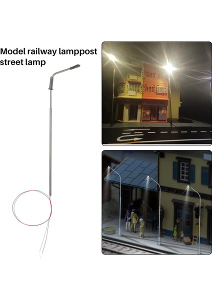 20 Adet Model Demiryolu 10 cm Fener Direği Sokak Lambaları Ho Ölçekli 1:87 LED 3 V Dirençler LQS08 Tek Kafa-Parlak Beyaz (Yurt Dışından)