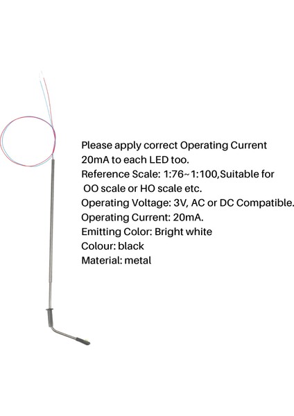 20 Adet Model Demiryolu 10 cm Fener Direği Sokak Lambaları Ho Ölçekli 1:87 LED 3 V Dirençler LQS08 Tek Kafa-Parlak Beyaz (Yurt Dışından)