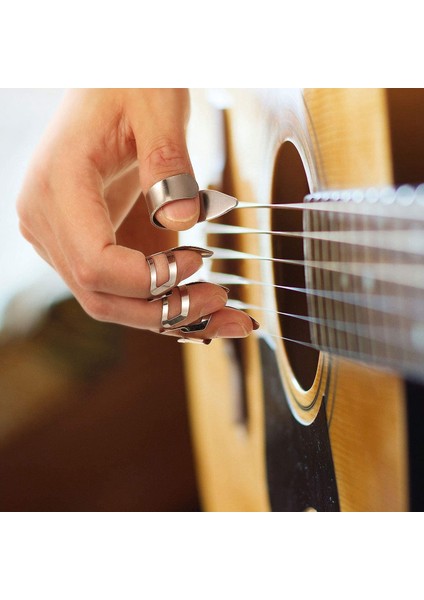 Adet Gitar Başparmak Parmak Seçtikleri Paslanmaz Çelik Gitar Seçtikleri Plastik Kasa ile Elektro Gitar Bas Ukulele Için (Gümüş) (Yurt Dışından) fırsatları