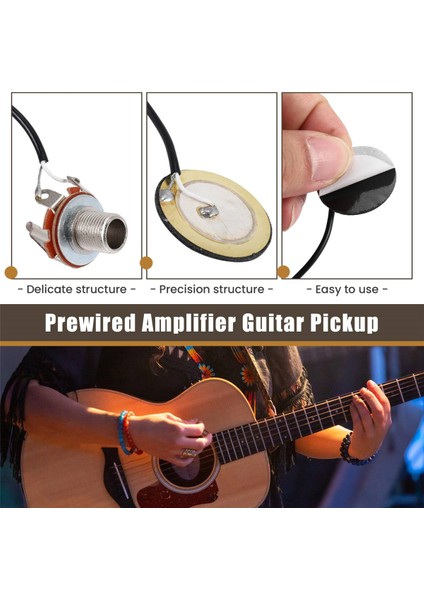 27MM Gitar Pickup Piezo Dönüştürücü Kablolu Amplifikatör ile 6.35MM Çıkış Jakı Akustik Gitar Ukulele Puro Kutusu Gitar (Yurt Dışından)